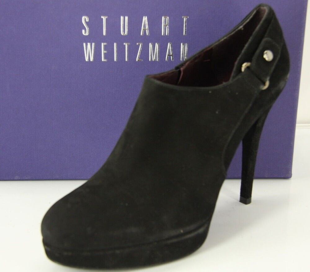 Stuart Weitzman Black Suede The Coverall Platform Ankle Heel Booties